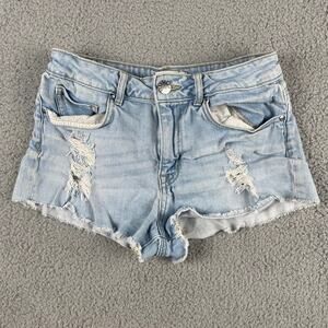 Forever 21 Women's US 26 Blue Cotton Polyester Cut Off Denim Shorts